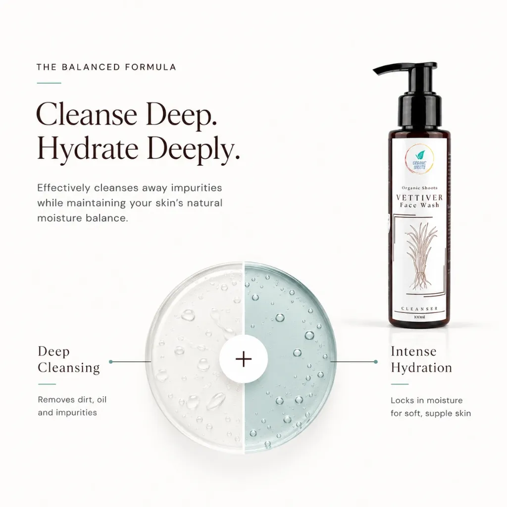 organic shoots vettiver face wash benefits.webp
