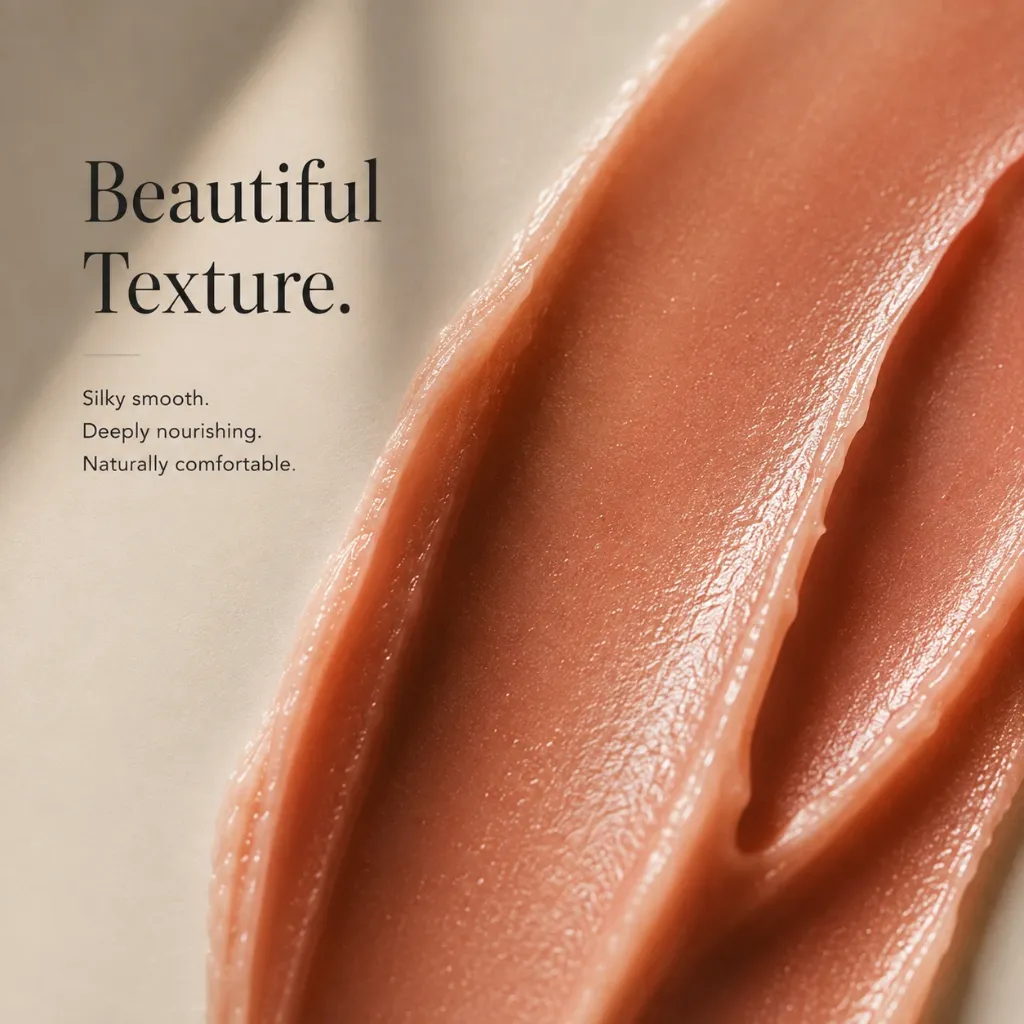manjistha lip balm texture.webp